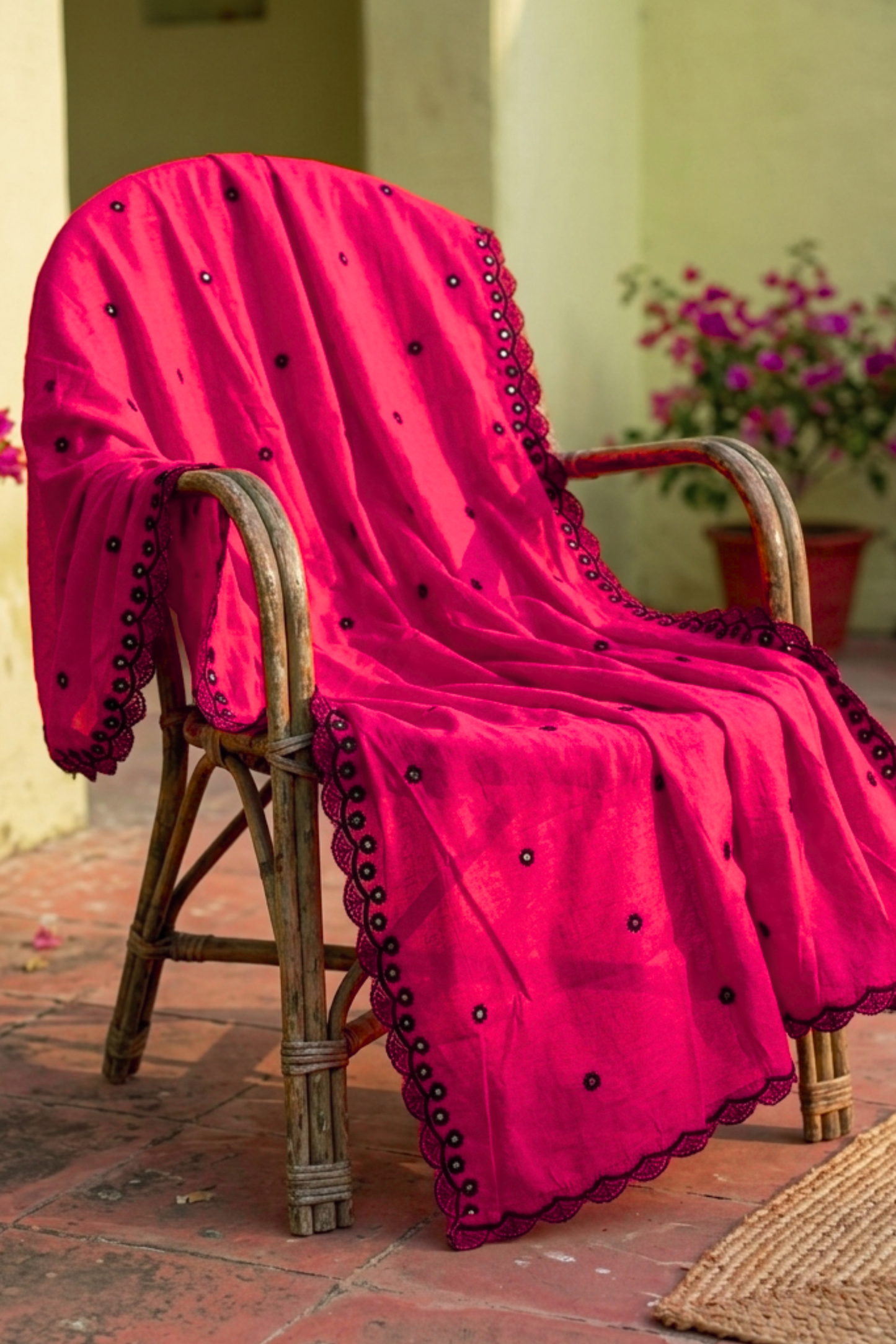 Embroidered Cherry Passion Dupatta