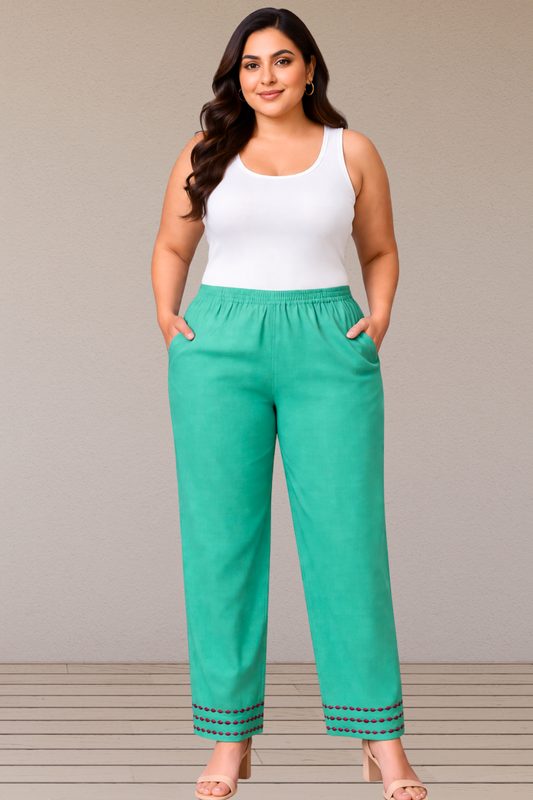 Emerald Breeze Cotton Pant Palazzo