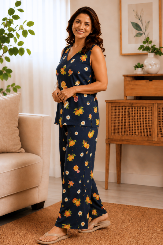 Evening Citrus Rayon Night Suit