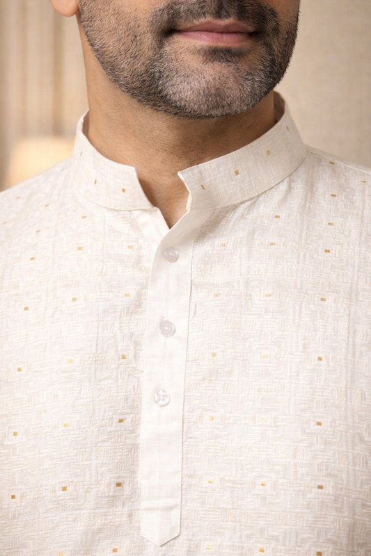 Exquisite Ivory Woven Kurta