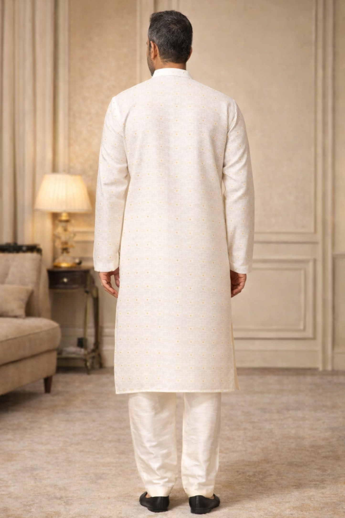 Exquisite Ivory Woven Kurta Pajama