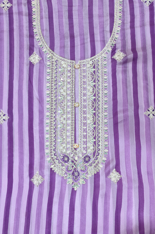 Stripe Violet Unstitched Salwar Suit