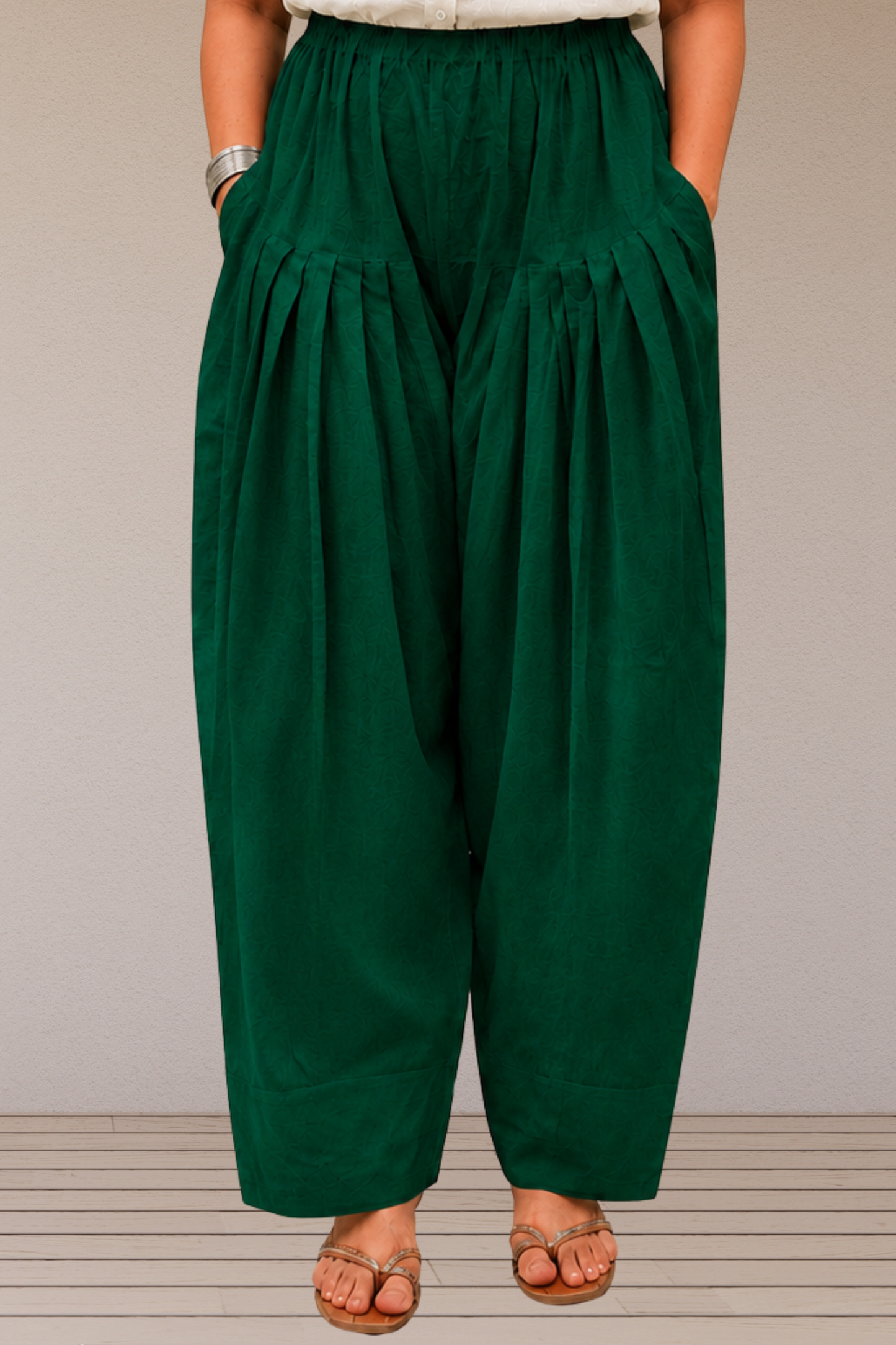 Bottle Green Cotton Farshi Salwar