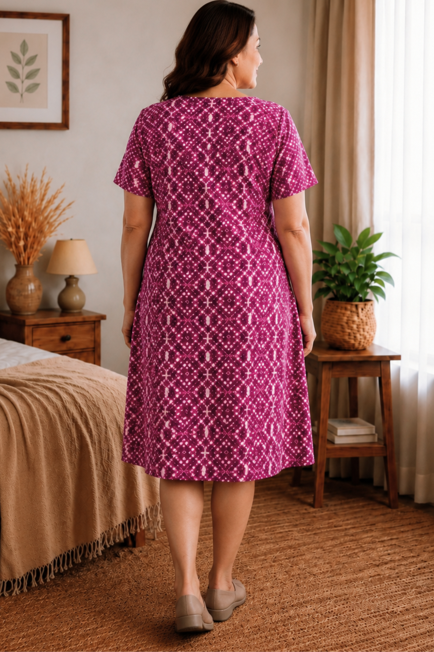 Fiery Fuchsia Short Night Gown