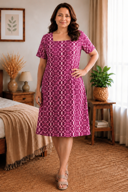 Fiery Fuchsia Short Night Gown