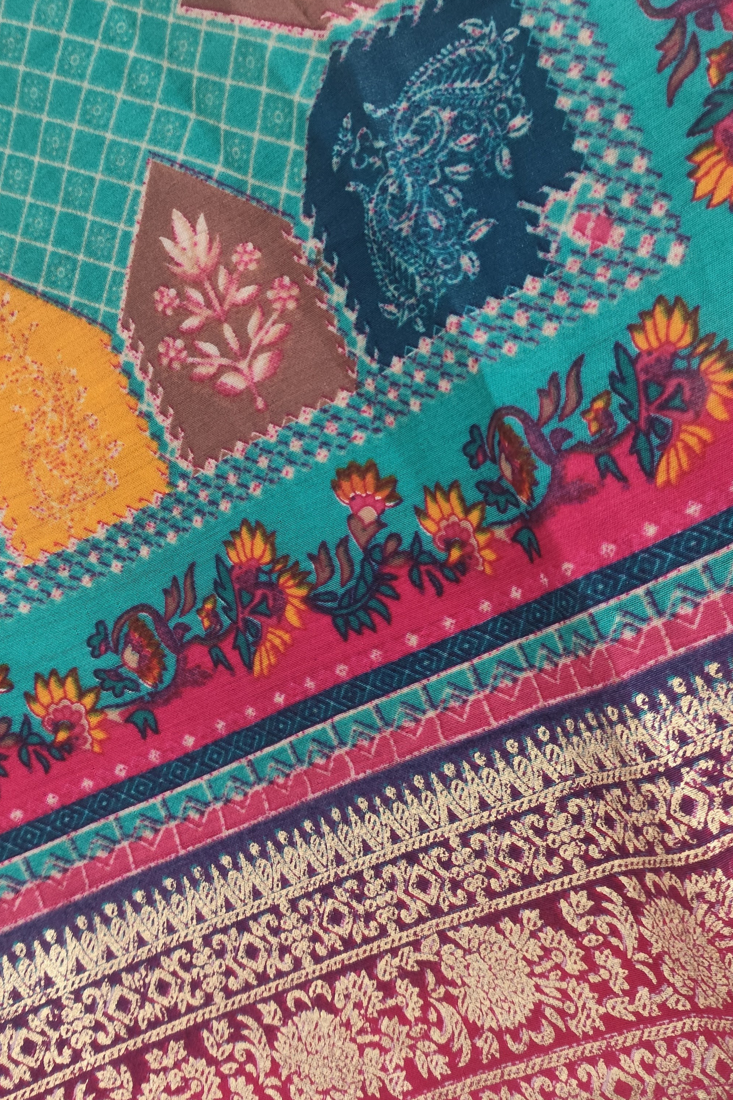 Firozi Traditional Print Silk Dupatta