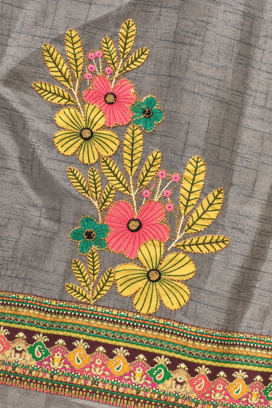Smoky Gulab Fancy Suit With Aari Work