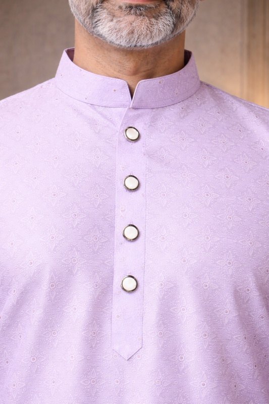 French Lilac Woven Kurta Pajama