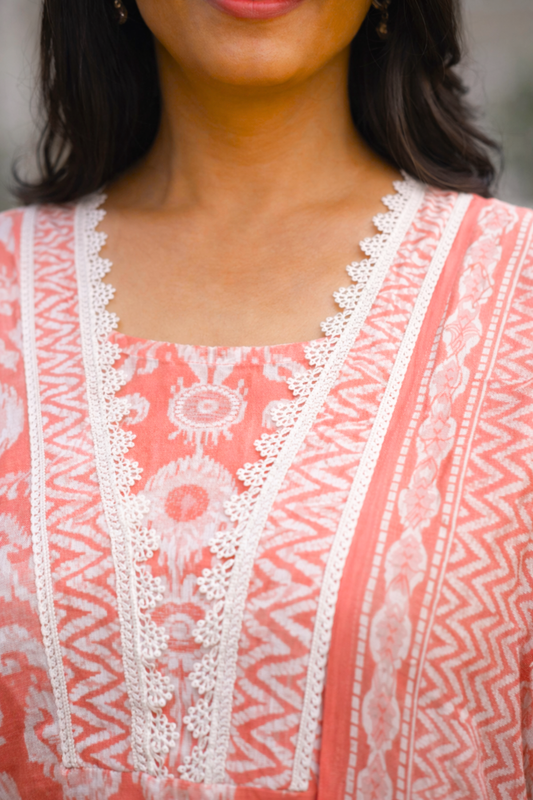 French Rose Cotton Suit Set