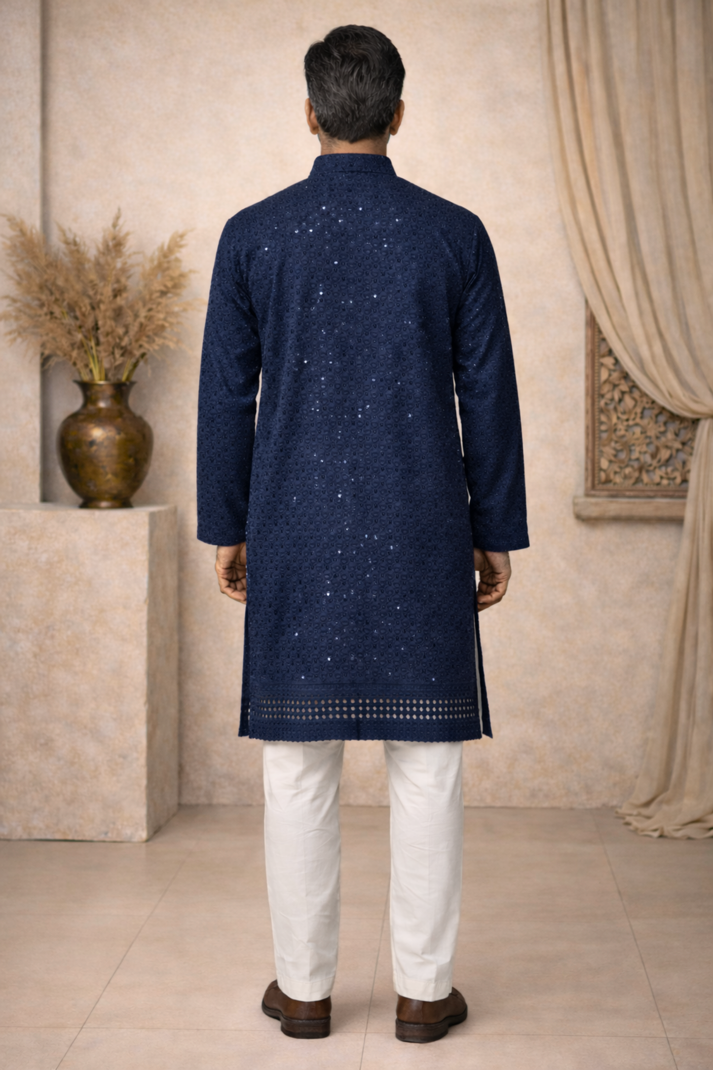 Gleaming Blue Sequined Kurta