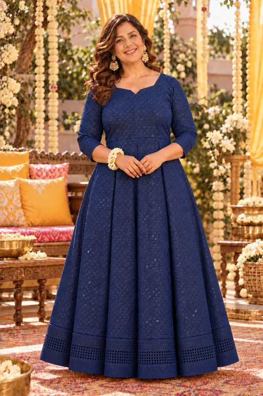 Gleaming Blue Sequined Fancy Dress