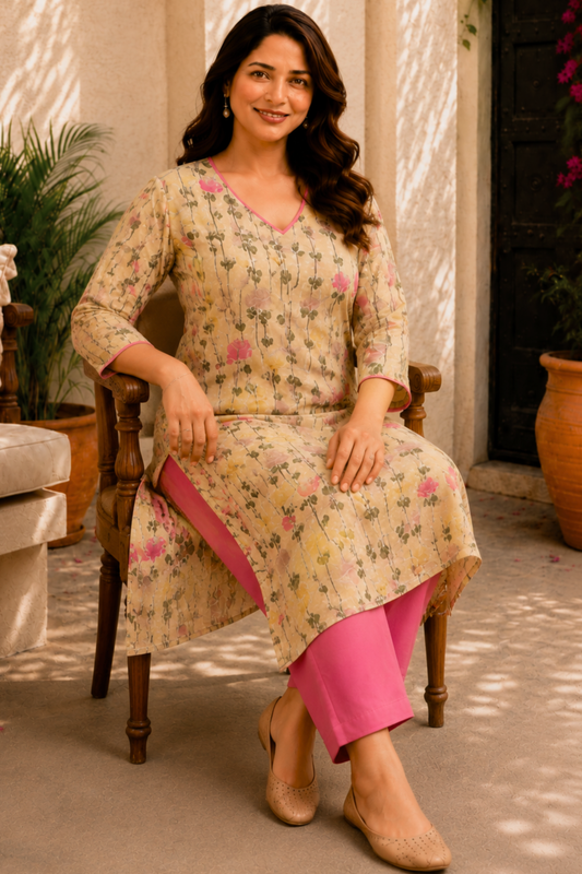 Summer Bloom Cotton Kurta Set