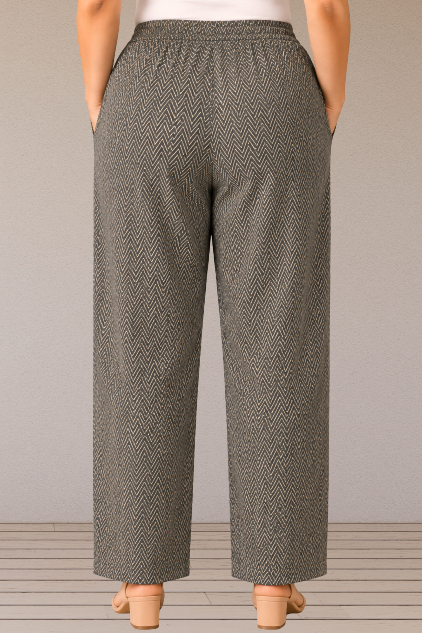 Graphite Chevron Cotton Pant Palazzo