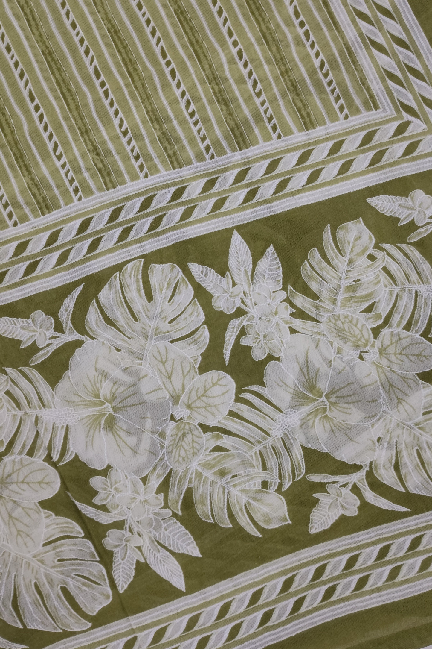 Green Floral Cotton Dupatta