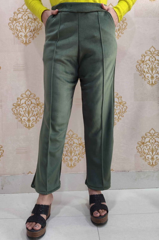 Green Velvet Fleece Pants