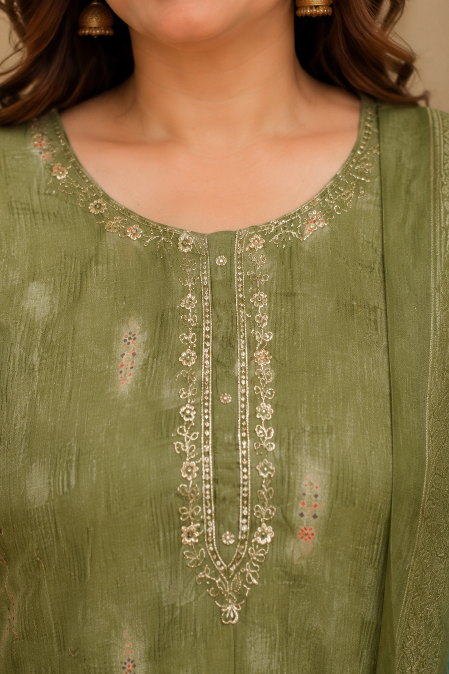 Greeny Oasis Muslin Suit Set