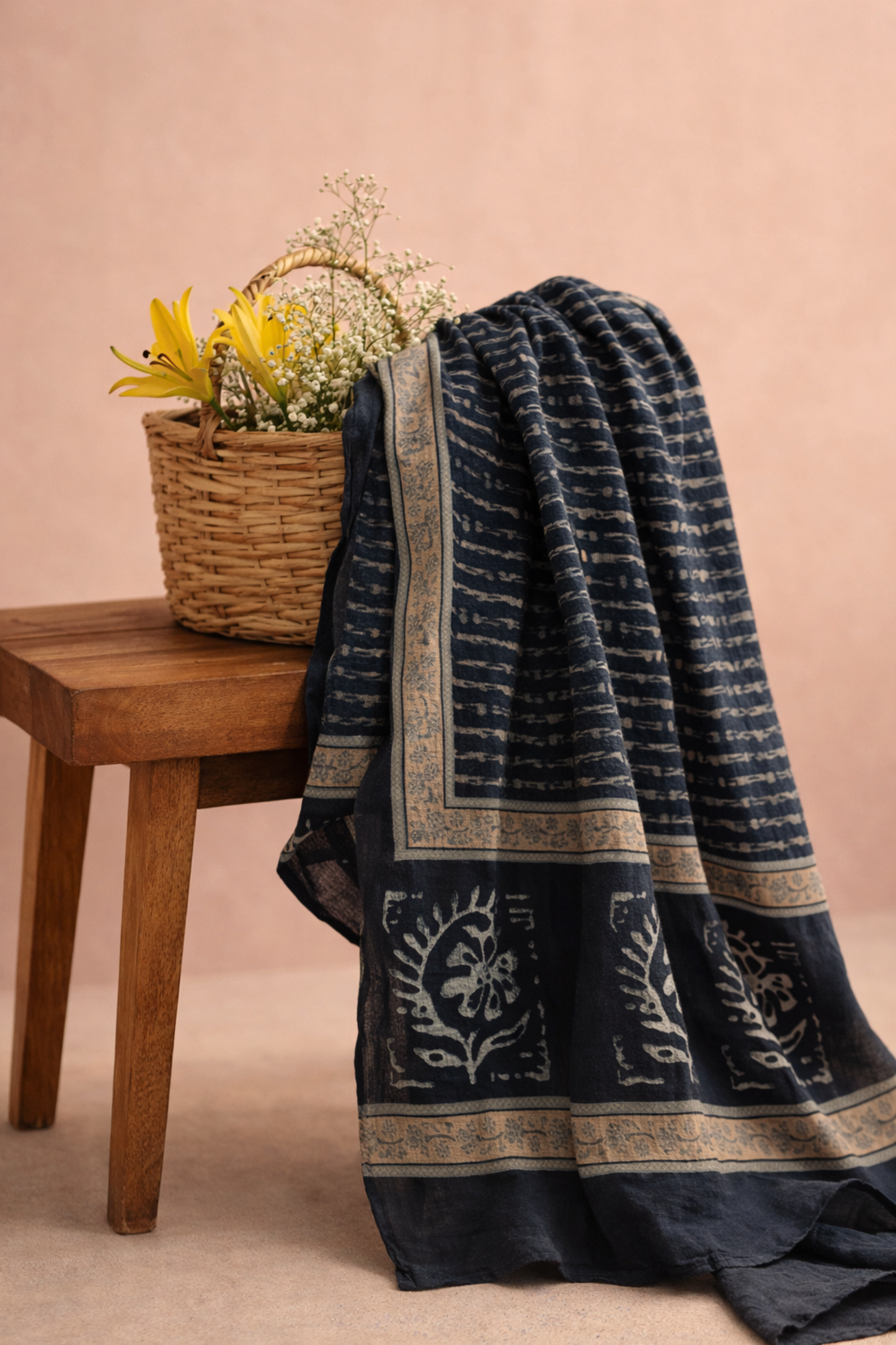 Grey Block Printed Cotton Dupatta