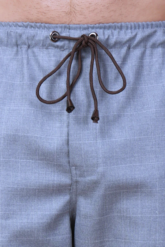 Grey Checked Stretchable Track Pants