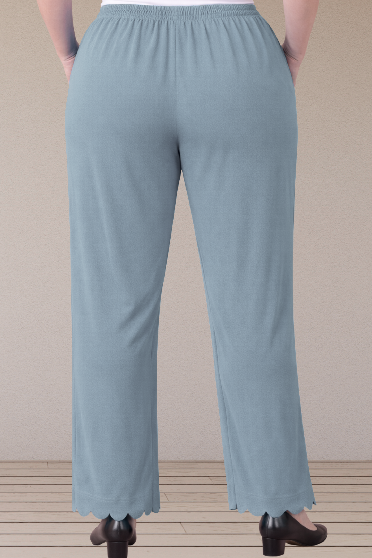Grey Scallop Cut Palazzo