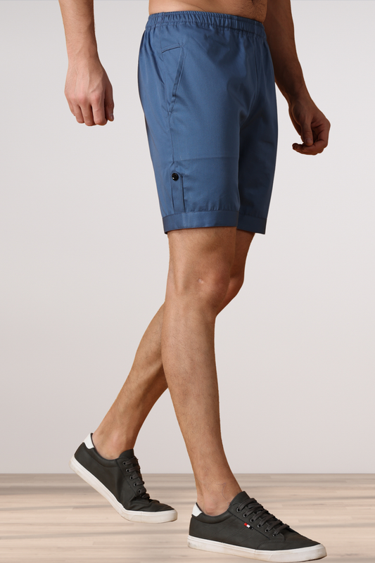 Greyish Blue Cotton Shorts