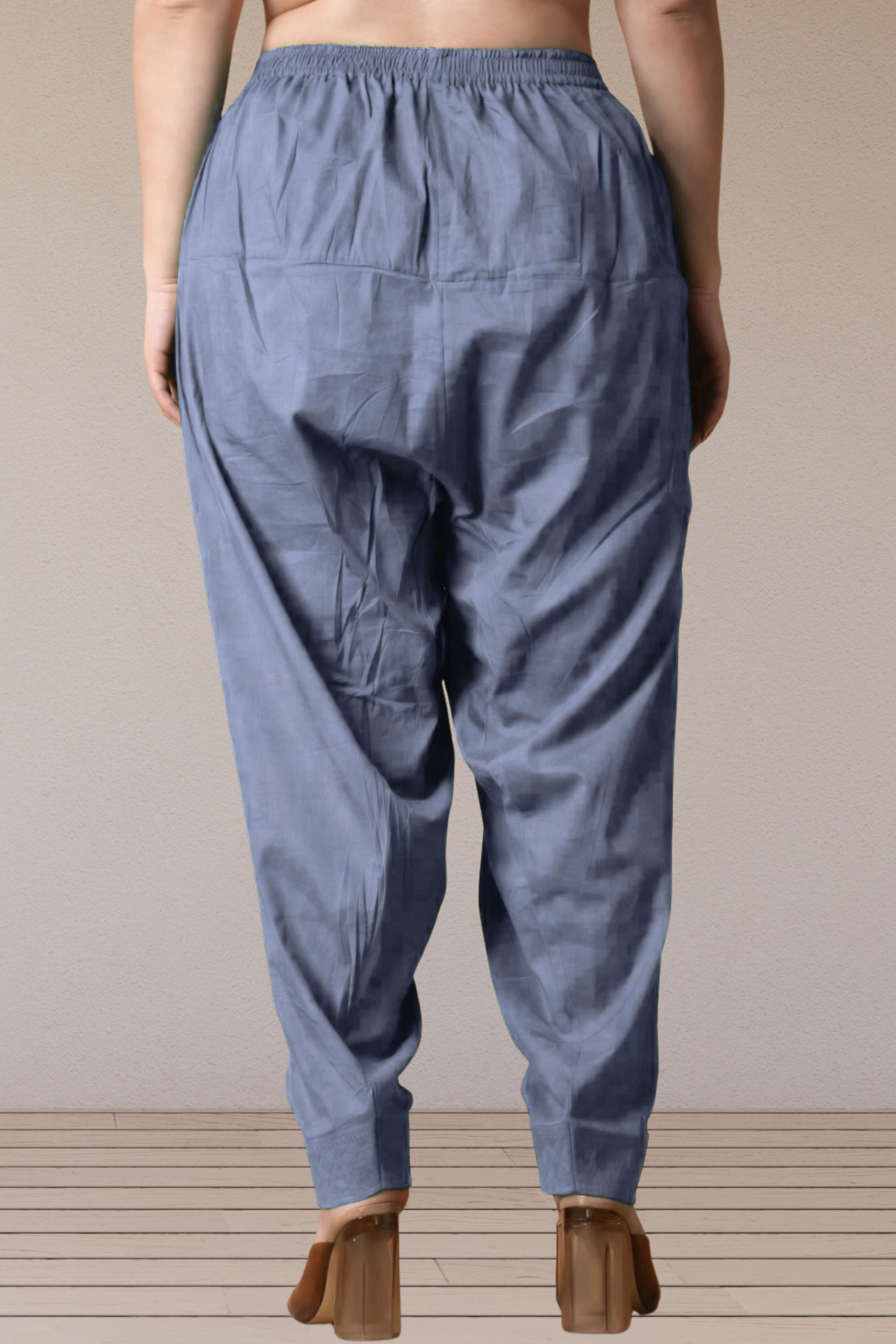 Greyish Blue Pleated Cotton Salwar