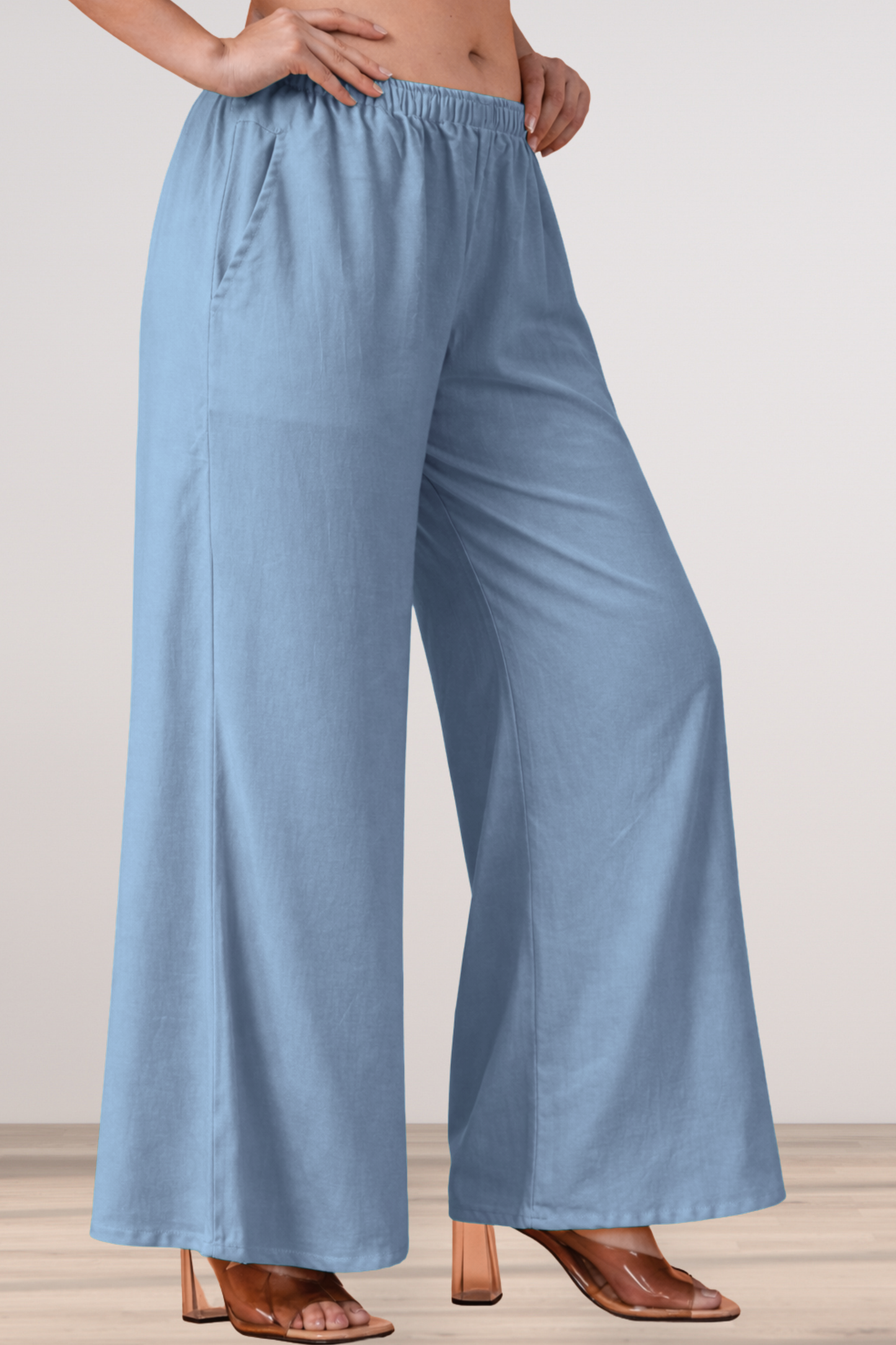 Greyish Blue Rayon Loose Palazzo