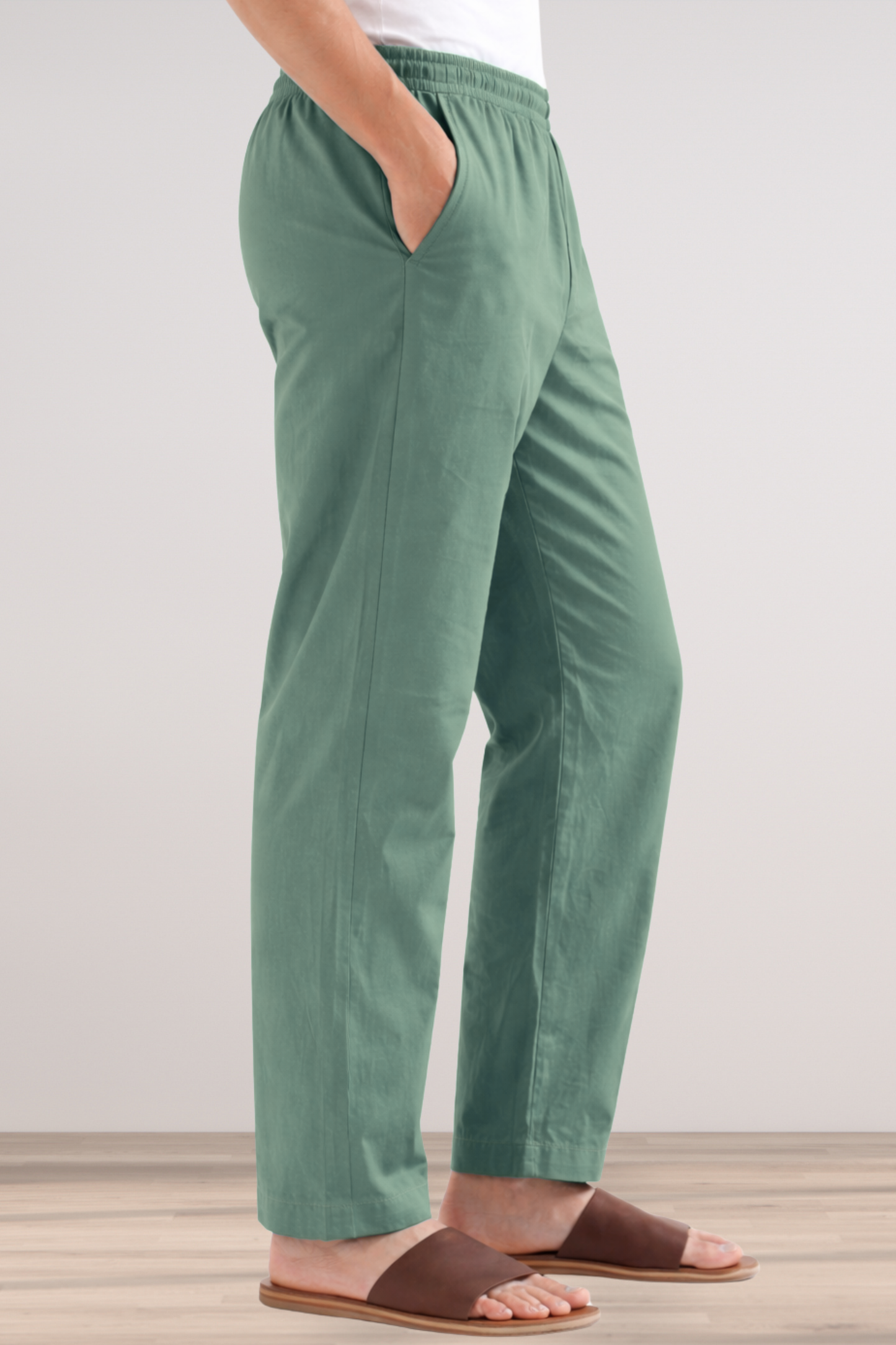 Greyish Green Cotton Pant Pajama