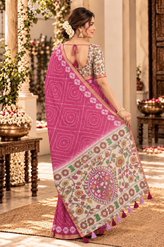 Mrinal Printed Saree With 1.5 Mtr Blouse Piece