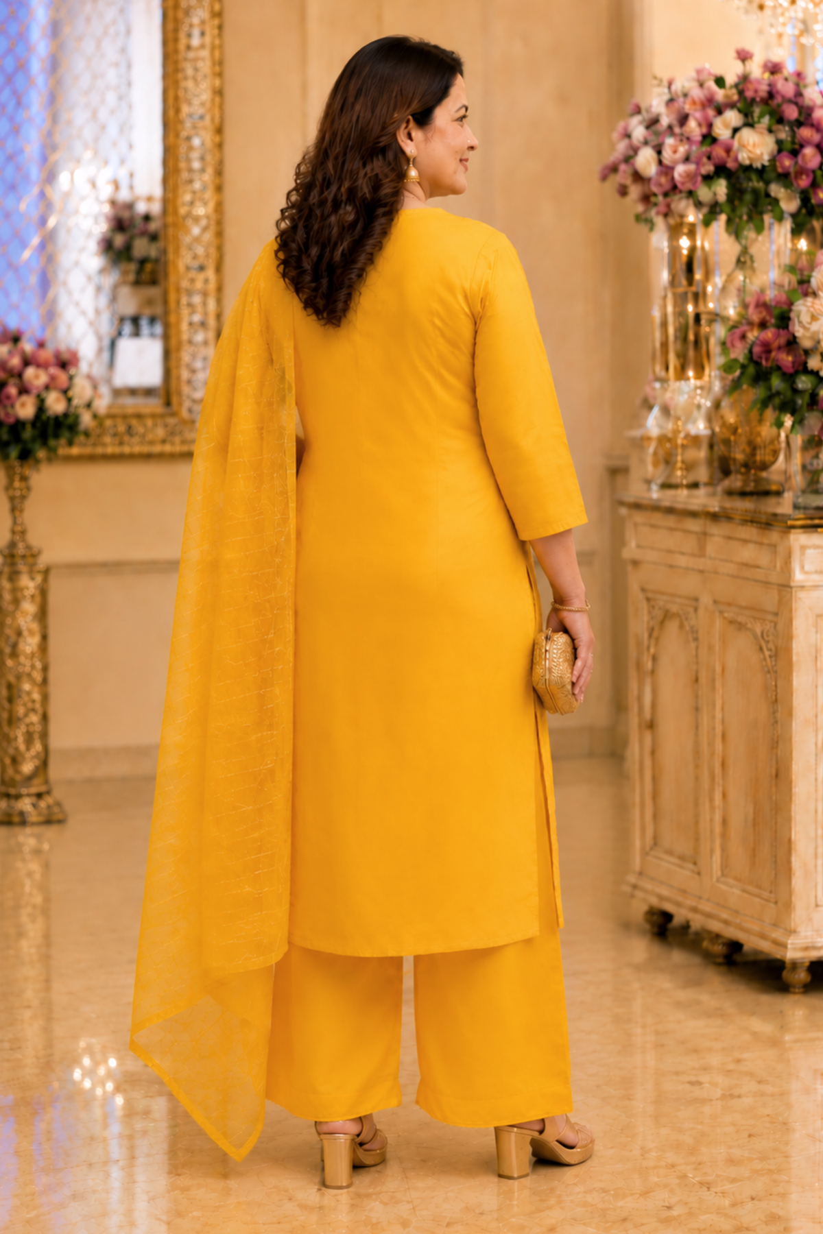 Haldi Yellow Sequined Fancy Suit