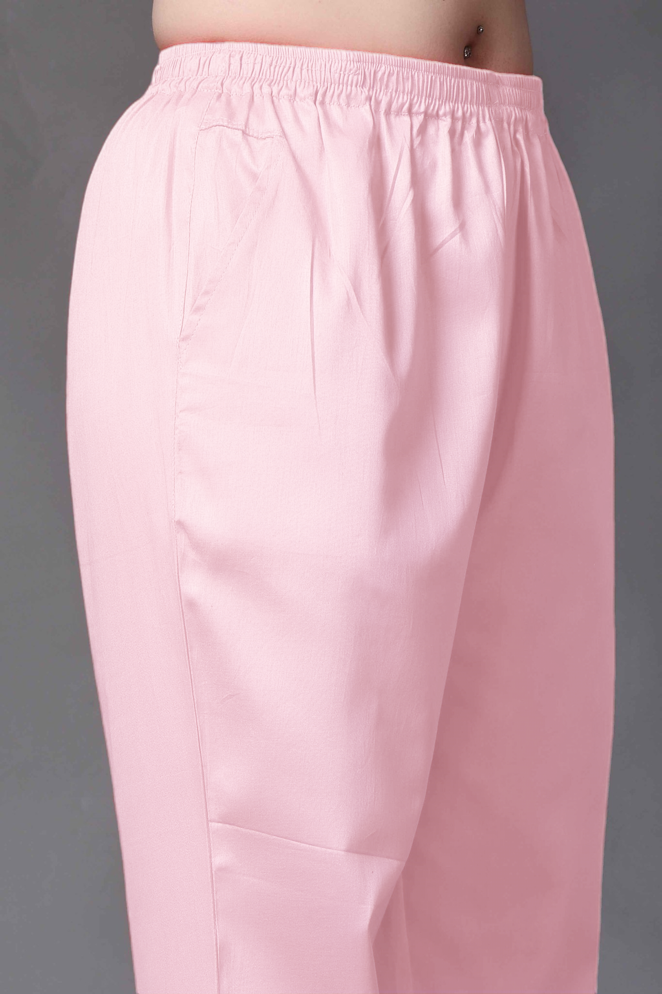 Baby Pink Cotton Metallic Pant Palazzo