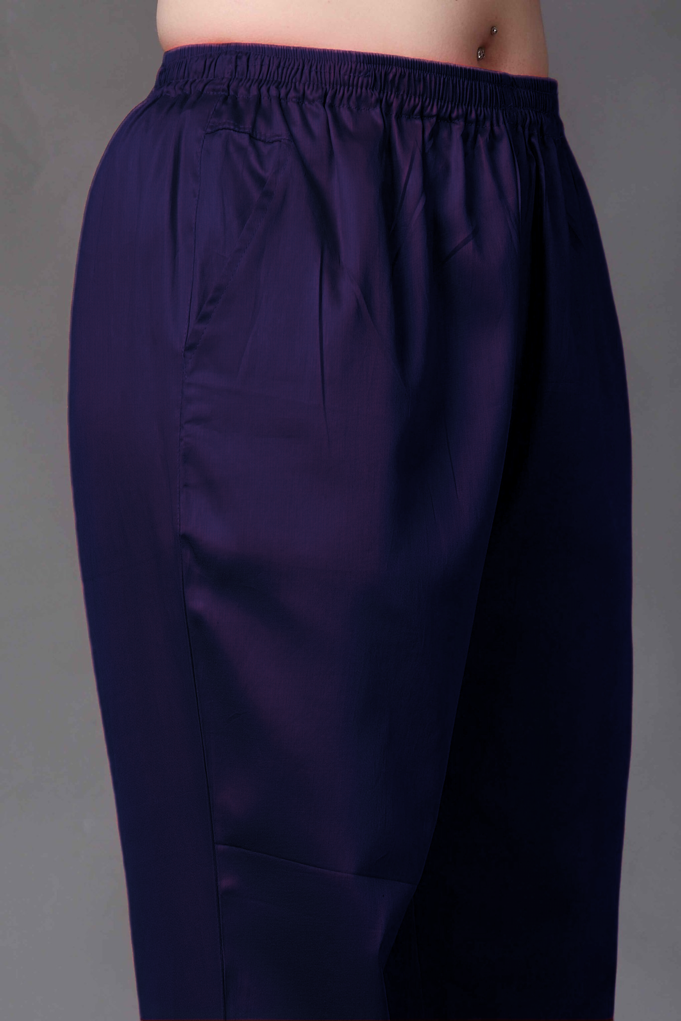 Navy Blue Cotton Metallic Pant Palazzo