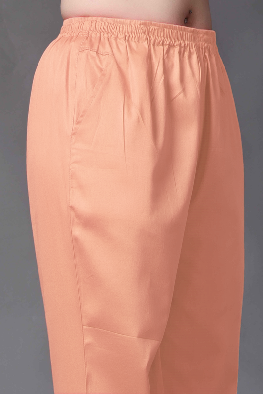Peach Cotton Metallic Pant Palazzo