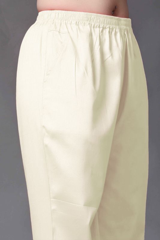 Ivory Cotton Metallic Pant Palazzo