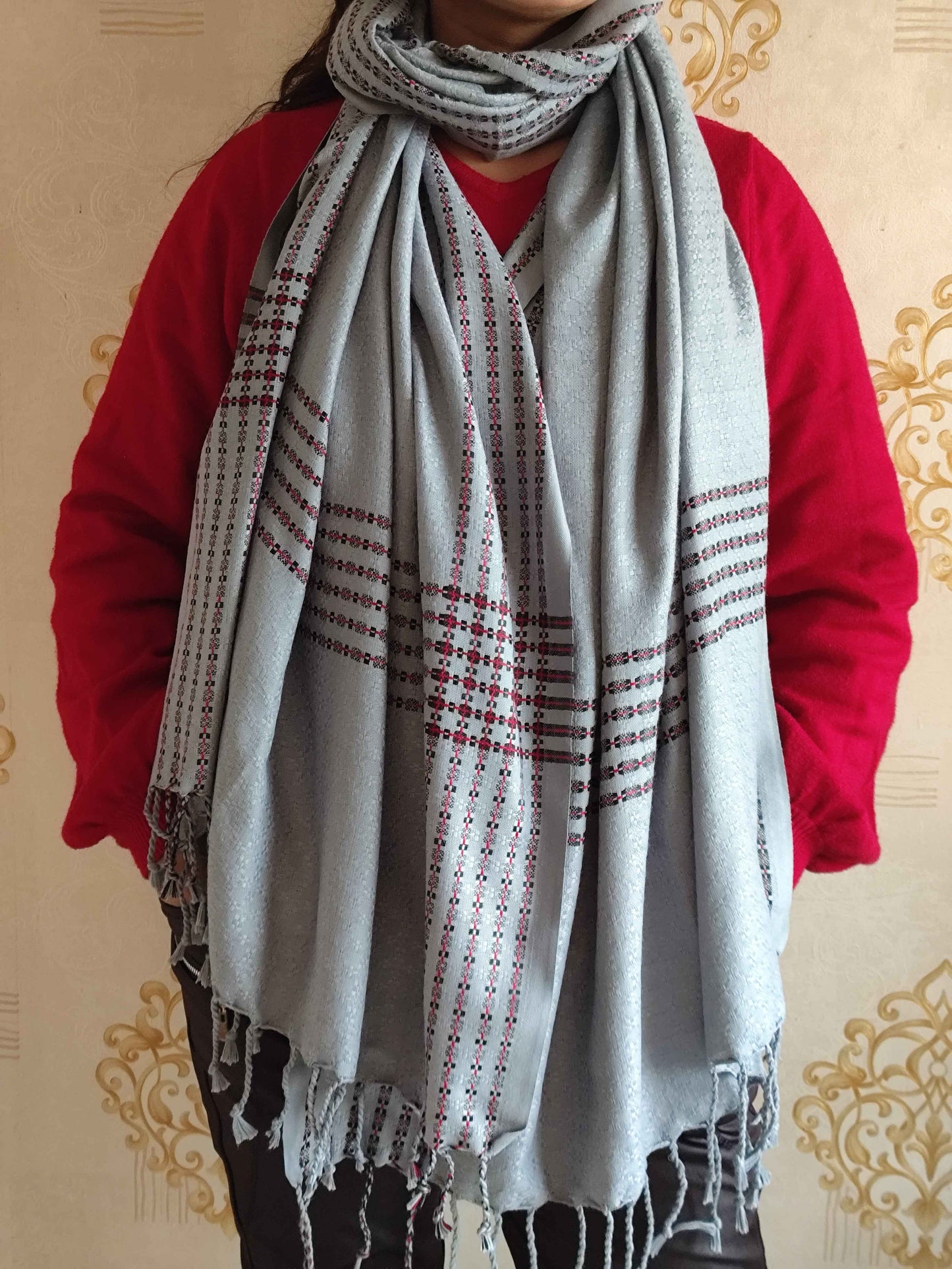 Silver Shadow Printed Shawl