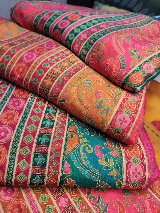 Mustard Gold Jacquard Weave Silk Kurta