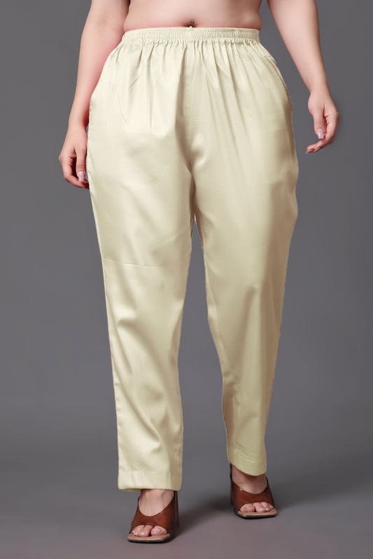 Ivory Cotton Metallic Pant Palazzo