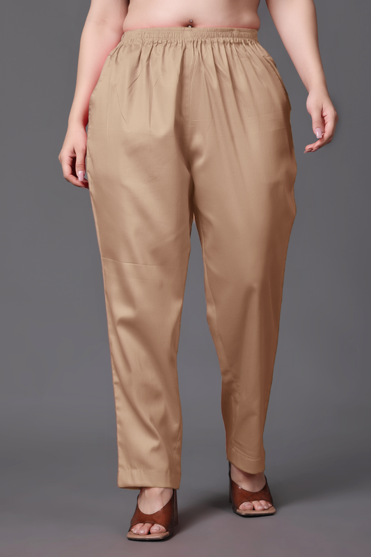 Light Golden Cotton Metallic Pant Palazzo
