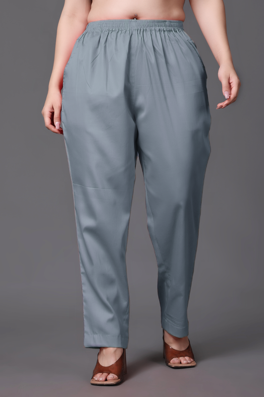 Dark Grey Cotton Metallic Pant Palazzo