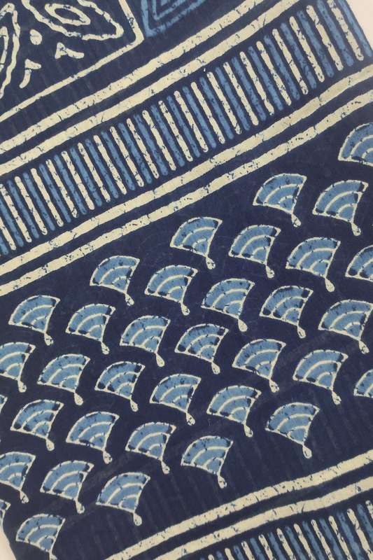 Indigo Block Cotton Dupatta