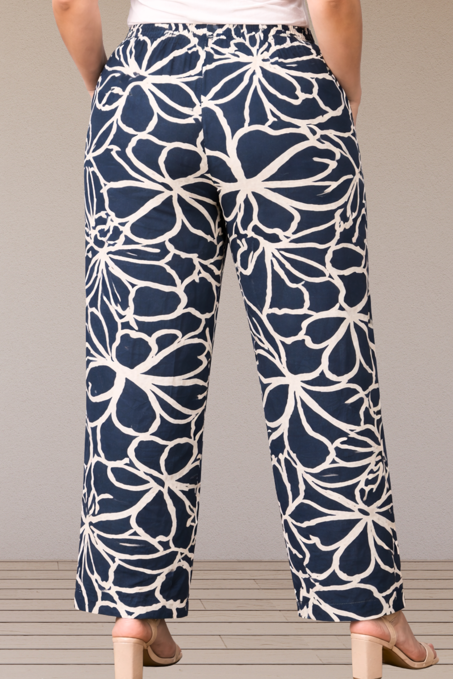 Indigo Cotton Bloom Pant Palazzo