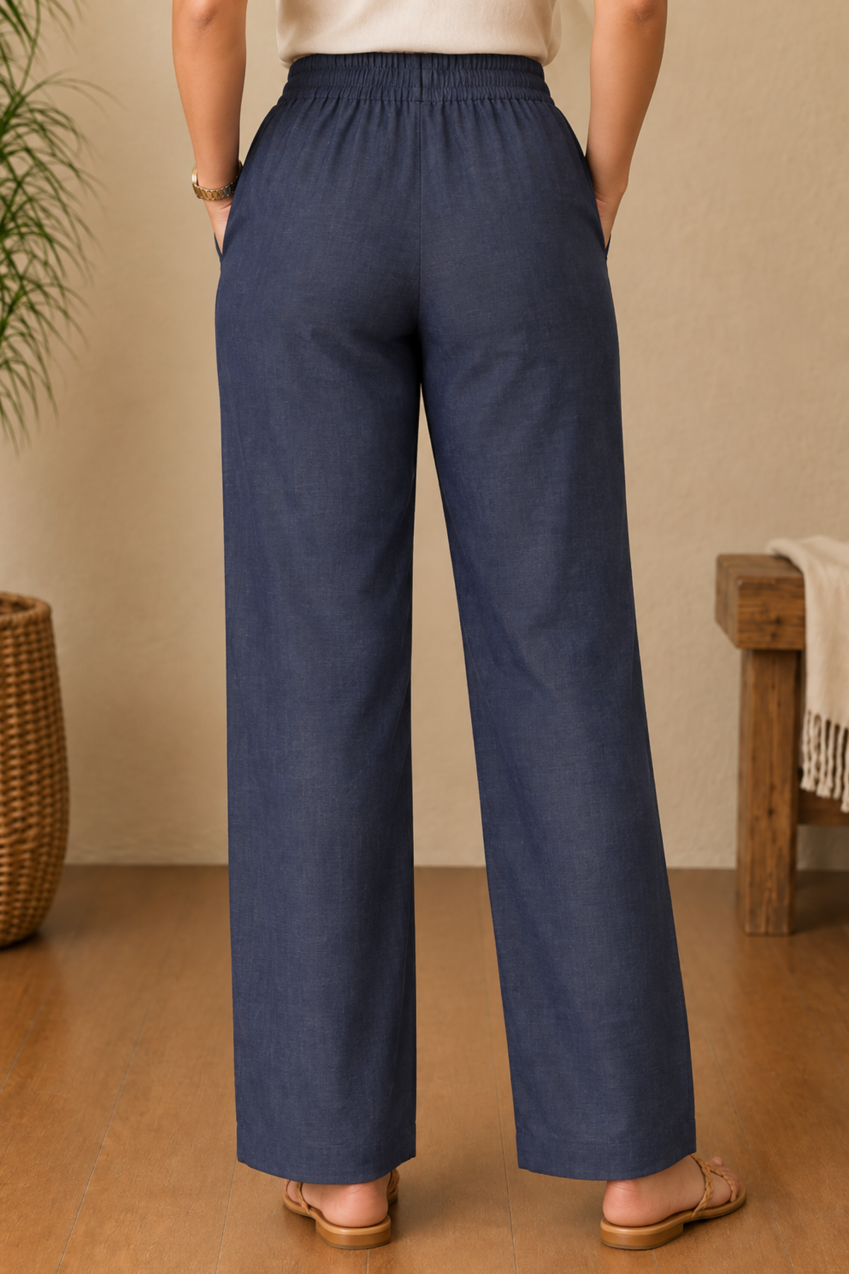 Indigo Blue Cotton Denim Pants