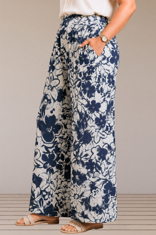 Indigo Floral Rayon Lounge Pants