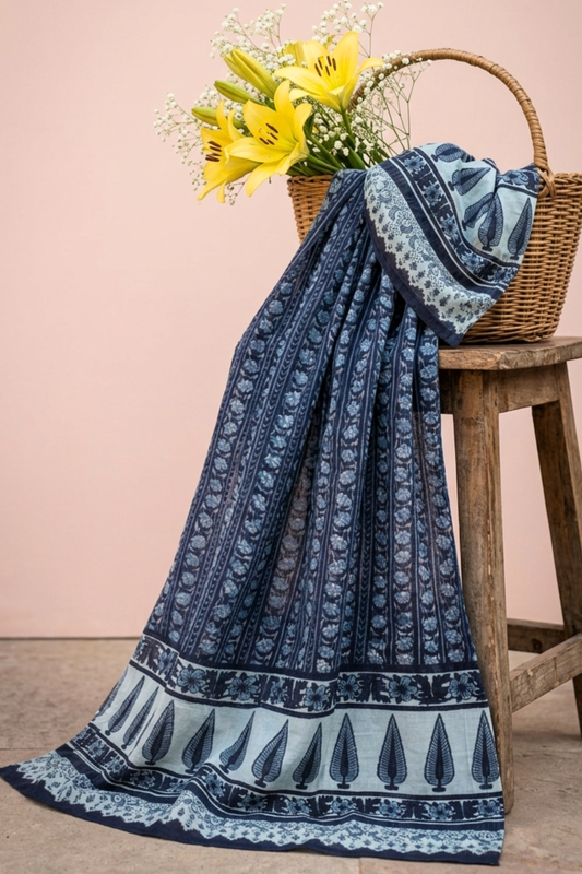 Indigo Leaf Cotton Dupatta