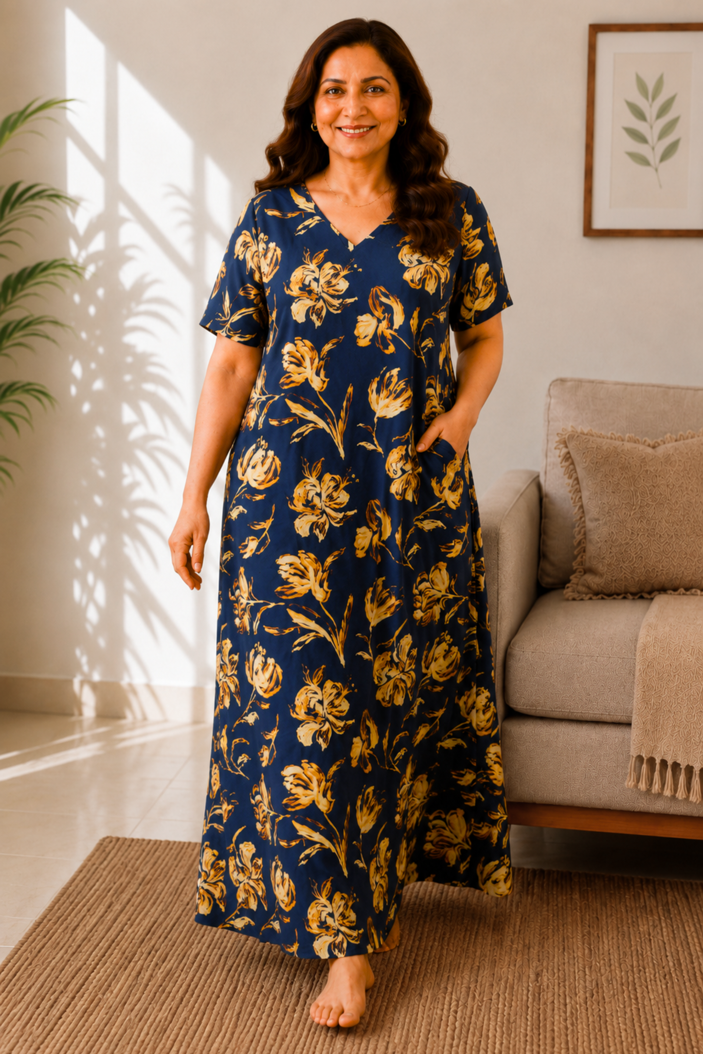 Autumn Noir Floral Night Gown