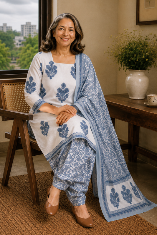 Ivory Moonlit Cotton Salwar Suit