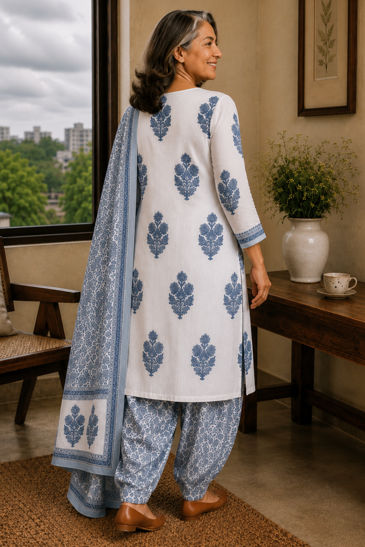 Ivory Moonlit Cotton Salwar Suit