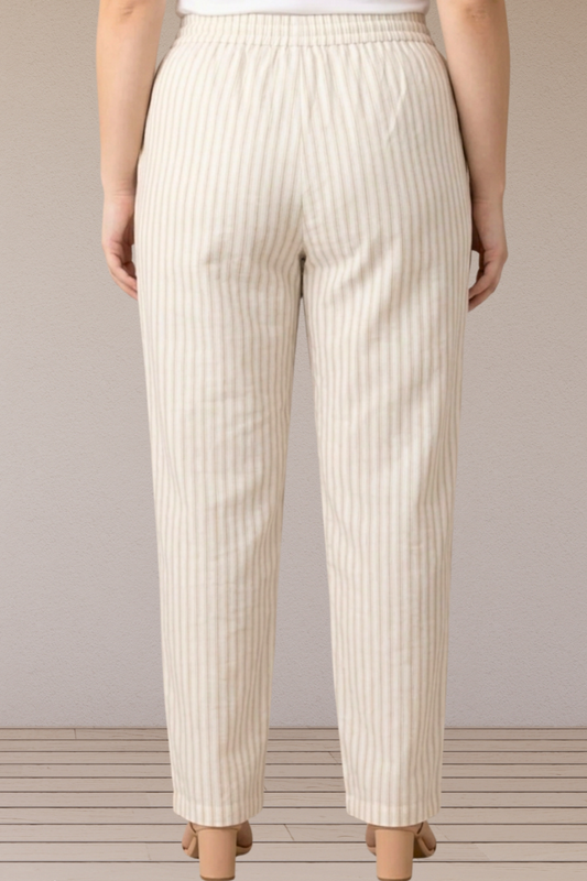 Ivory Pinstripe Cotton Pants