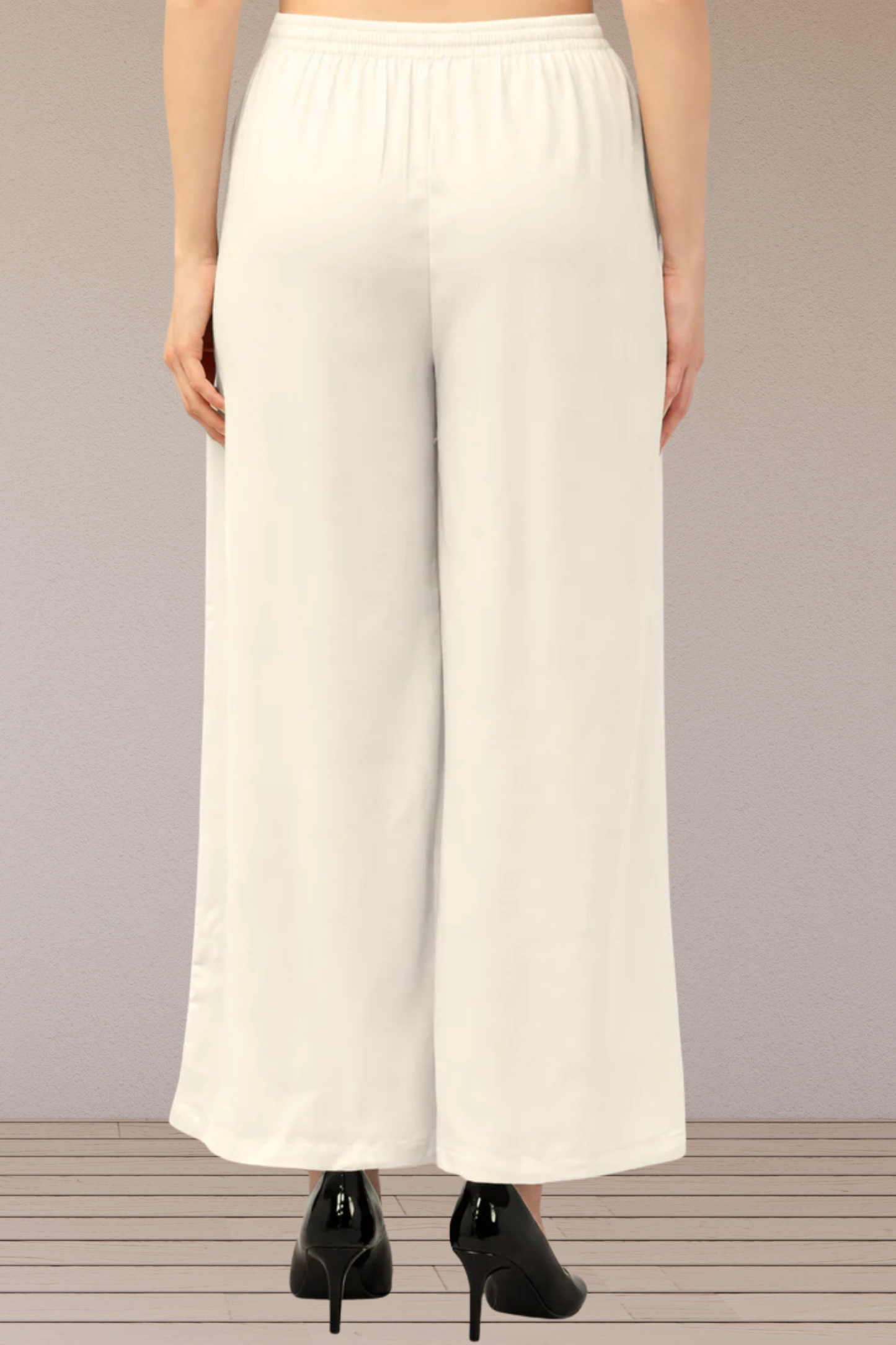 Ivory Rayon Falred Pant Palazzo