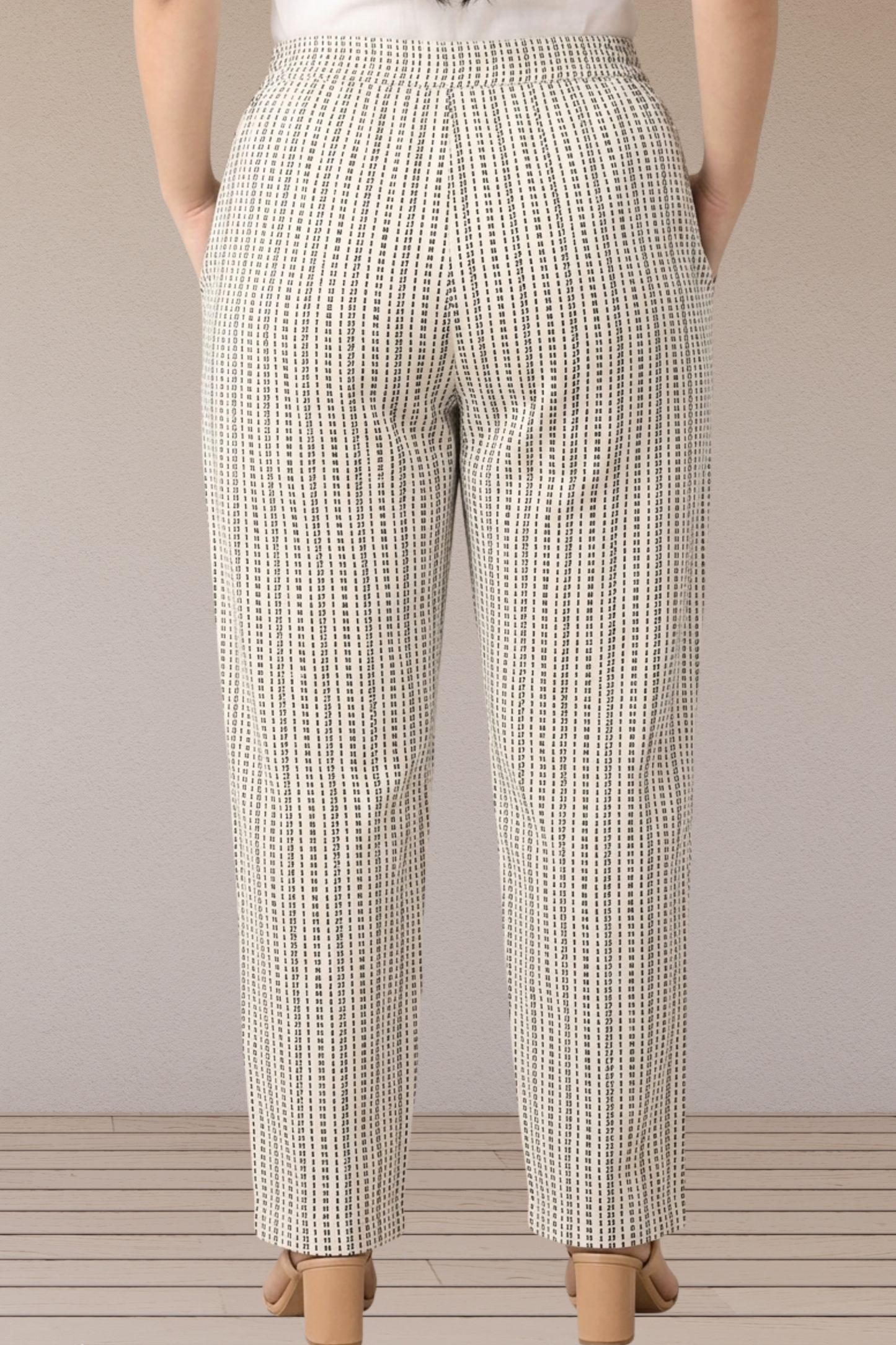 Ivory Stripe Printed Cotton Pants