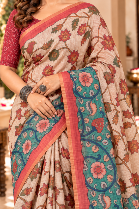 Kashvi Printed Saree With 1.5 Mtr Blouse Piece